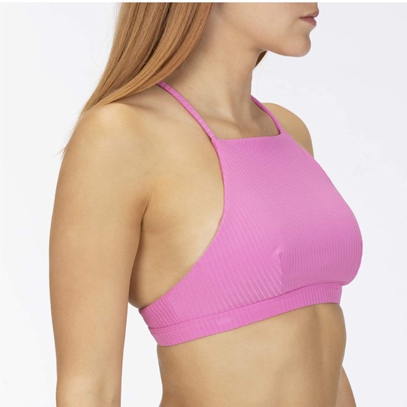 🌴Hurley Women's Standard Quick Dry Ribbed High Neck Goddess Bikini - Picture 2 of 10